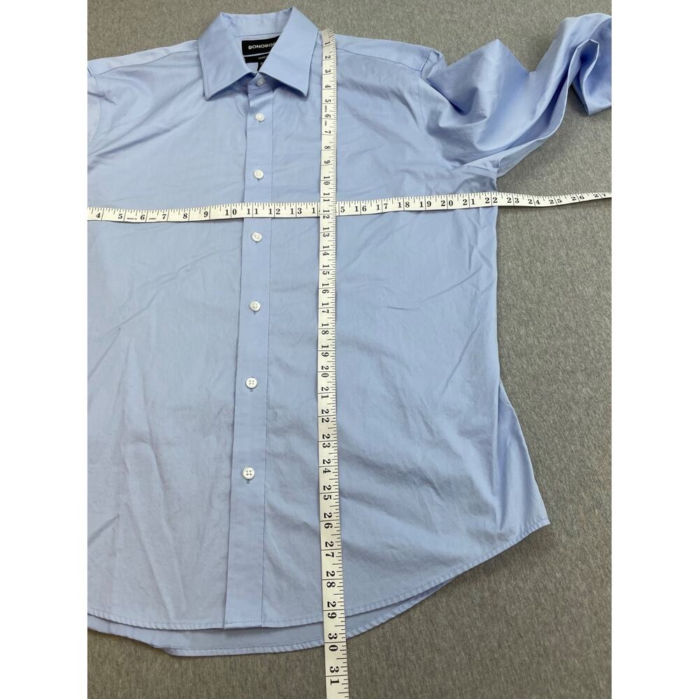 Bonobos Shirt Mens 16.5 - 33 Blue Cotton Blend Stretch Tailored Fit Button Up - Picture 6 of 7